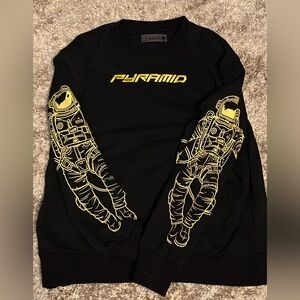 Black Pyramid Black Crewneck with Yellow Astronaut Graphics